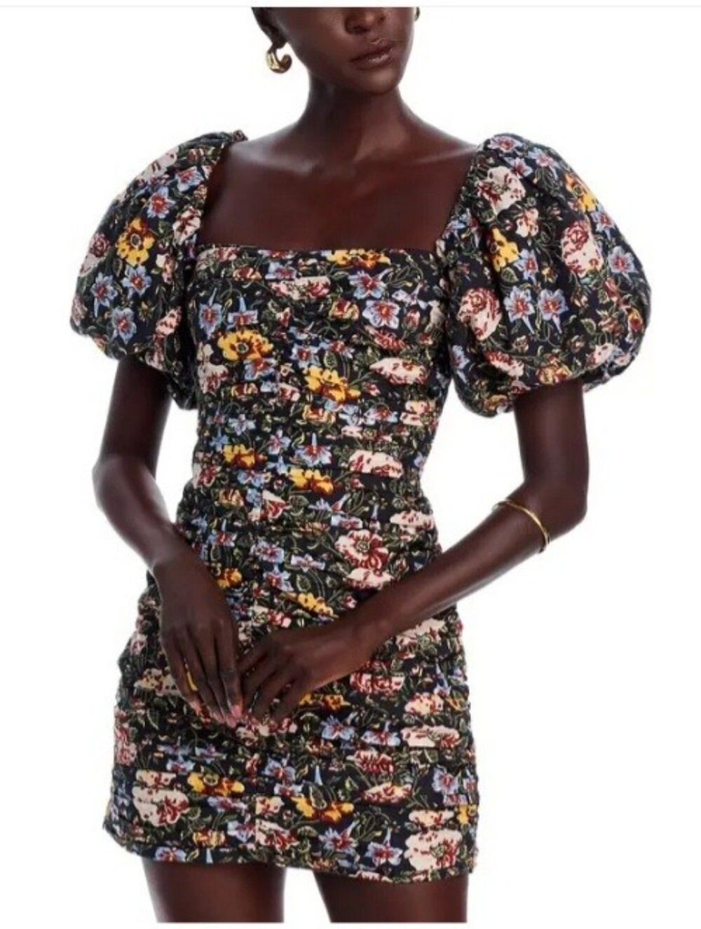 RHODE Suzette Dress Ruched Blossoming Canopy Puff-Sleeve Mini Dress 6